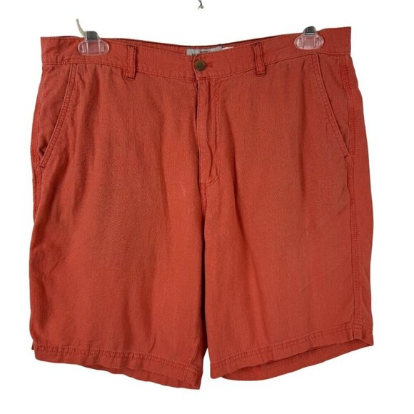 Weatherproof Vintage Salmon Men's 34 Linen Blend Shorts Beach Vacation Summer - Picture 1 of 10